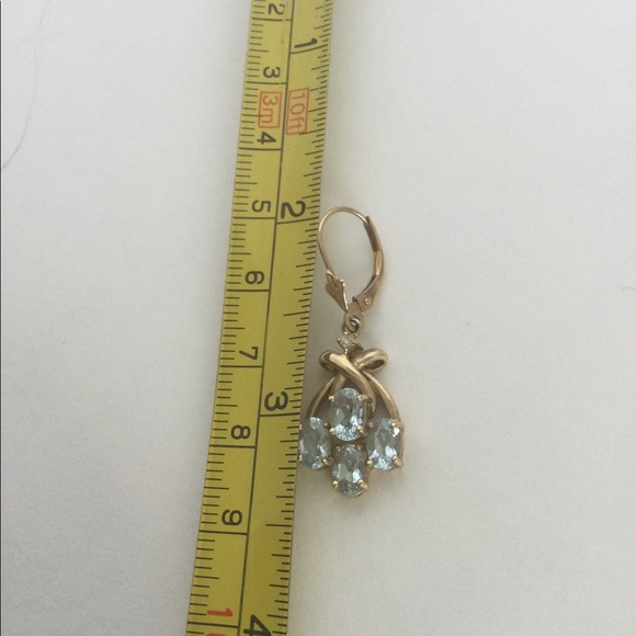 14k Aquamarine Dangle Earrings - Picture 2 of 6